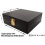 Wooden Stash Boxes with Lock - Large Storage Boxes with Lock and Key - Compartment Boxes with Extra Storage for Accessories - Black Wood Box