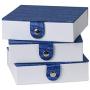 Hammont Blue Gift Boxes with Snap Closure (3 Pack) - 5.9“X5.9“X1.8” Jewelry Box, Storage Display Organizer Cardboard Chrome Button Boxes Best for Birthday, Anniversary, Wedding Gifts