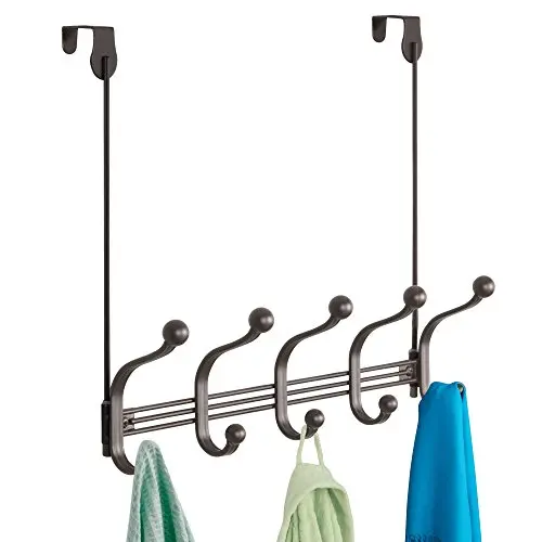 iDesign York Metal 5-Hook Over-the-Door or Wall Mount Rack for Coats, Hats, Scarves, Towels, Robes, Jackets, Purses, 15.62" x 5.35" x 12.83", Bronze iDesign York Metal 5-Hook Over-the-Door or Wall Mount Rack for Coats, Hats, Scarves, Towels, Robes, Jackets, Purses, 15.62" x 5.35" x 12.83", Bronze