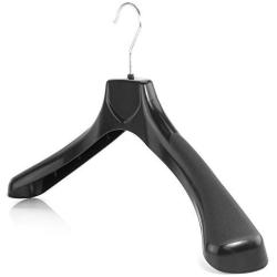 HANGERWORLD 10 Black 17.8inch Plastic Coat Jacket Clothes Garment Top Hangers 2.36inch Wide Broad Shoulder Support