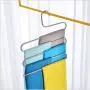 Opaten Non-Slip Pants Hangers S-Shape 5 Layers Stainless Steel Black Silicone Coating Multi Clothes Cascading Hangers Space Saving Clothes Organizer Jeans Pants Scarf Ties Towels