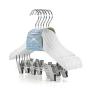 HANGERWORLD 60 White Wooden 11.8inch Kids Notched Coat Clothes Garment Hangers Non Slip Adjustable Clips