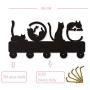 Cat Speak Love Design Key Hook Wall Door Clothes Coat Hat Hanger Key Holder with 5 Hooks Strong Adhesive Sticker Wood Hooks,Indoor Decor,Unique Gift. (P1)