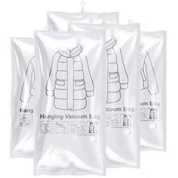 Hanging Vacuum Storage Saver Bags 3 Pack Wide-Side Space Bag Organizer Underwear Hanger for Clothes Suits Dress Cover Jackets Hand Pump Included