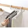 5pcs Random Color 5 in 1 Multifunctional Pants Shelf Shelves Space Safer Stainless Steel Magic Closet Clothes Hangers for Clothes