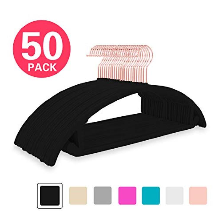 Black Velvet Hangers, 50-Pack