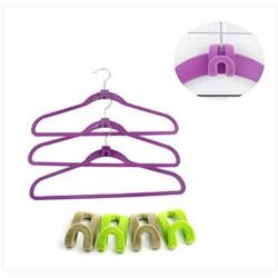 20pcs Mini Flocking Hooks for Clothes Hanger Closet Organizer Travel Clothes Hanging Organizer Coat Hooks Space Saving Random Color