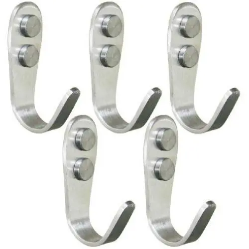 KES Wall Hook SUS 304 Stainless Steel J Hooks Bathroom Towel Hooks Bath Shower Hat Coat Metal Hooks 3mm-Thick Heavy Duty Multiple 5-Hook Pack Brushed Finish, A2062-P5