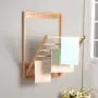 MOM Home Storage Shelves,Office Furniture Stands Wall-Mounted Foldable Bathroom Rack Towel Rack Multi-Rod Storage Hangers Bedroom Space Saving Holders,Wood Color,17.7124.60In