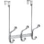 iDesign 53070 York Lyra Steel Over-The-Door 6-Hook Storage Rack - 8.38'' x 5.25'' x 11'', Chrome