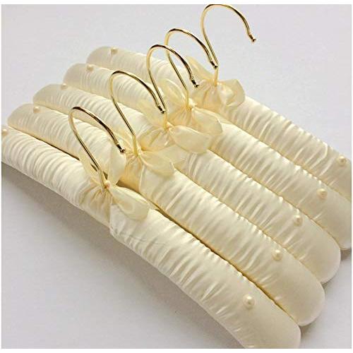 35cm 5pcs Random Color Padded Clothes Hangers, Satin Covered Non-Slip Hanger for Wedding Dress