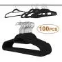 Oteymart 100 Pack Velvet Non-Slip Hangers Clothes Organizers Storage Holder, for Pants Hangers Skirt with Swivel Hook, Black