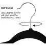 Elama Home Black 50 Piece Set of Velvet Slim Profile Heavy Duty Felt Hangers with Stainless Steel Swivel Hooks