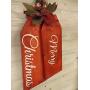 Large Christmas Wood Door Tags - Door Hanger - Merry Christmas - Christmas Floral with Bell Decoration - Holiday Wreath - Hand Painted and Crafted