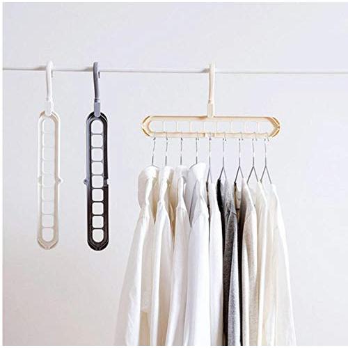 10pcs Random Color 9 Holes Clothes Hanger Plastic Storage Rack Wardrobe Clothing Organizer Coat Hook