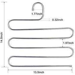 5pcs Pants Hangers Rack for Closet Organization,Stainless Steel S-Shape 5 Layer Clothes Hangers for Space Saving Stora