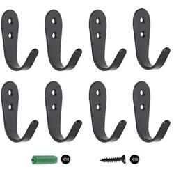 Wall Hooks Heavy Duty 8 piezas, ganchos para colgar en la pared, Hooks for Hanging 、Black Hooks、Coat Rack Wall Hook (Black Thick Bent Hook 8)