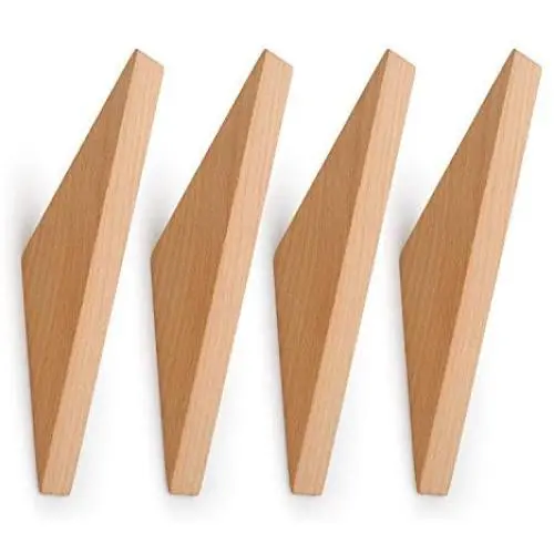 Pack of 4, Minimalist Design, Beech Wood Natural Wooden Coat Hooks, Wall Mounted Single Wall Wood Hook Rack, Clothes Hat Hanger Towel Rack Home Vintage Handmade Craft Pack of 4, Minimalist Design, Beech Wood Natural Wooden Coat Hooks, Wall Mounted Single Wall Wood Hook Rack, Clothes Hat Hanger Towel Rack Home Vintage Handmade Craft
