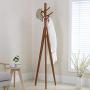 HLR-Coat Racks Free Standing Solid Wood Coat Rack Simple Bedroom Multifunction Hangers Rubber Wood Clothes Rack Easy Assembly Wood (Color : Brown)