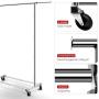 Simple Trending Standard Rod Clothing Garment Rack, Rolling Clothes Organizer on Wheels for Hanging Clothes, Chrome