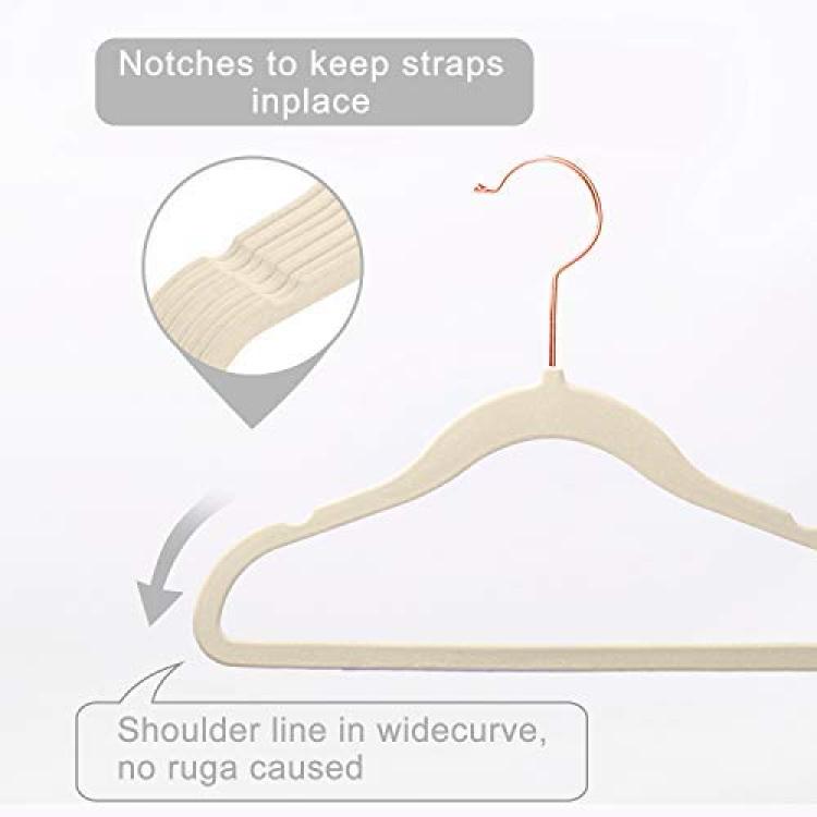 Kids Velvet Hangers,14 wide with Copper/Rose Gold Hooks,Space Saving  UltraThin,NonSlip Hangers,Petite