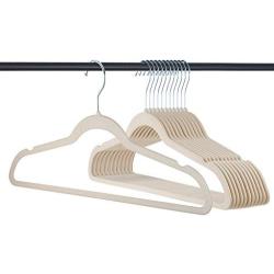 Home-it 319 Premium Velvet Heavy duty-50 Pack Non Slip Ivory Suit Clothes Hanger Hook Swivel 360-Ultra Thin