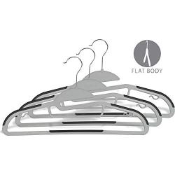 The Great American Hanger Company Grey Slim Line Clothes Hangers with Easy-On S Notch Design and Non-Slip Pads, Boxes of 100 Sturdy and Flexible Hangers with Swivel Hook, Tie Bar, and Strap Hooks