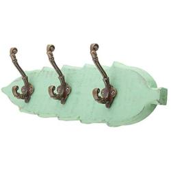 Indianshelf Handmade 1 Artistic Vintage Green Wooden Small Coat Hooks Holders/Key Hooks for Wall