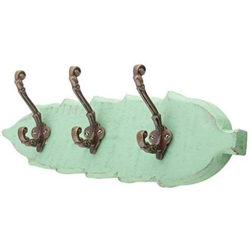 Indianshelf Handmade 1 Artistic Vintage Green Wooden Small Coat Hooks Holders/Key Hooks for Wall