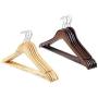 5pcs Random Color Wooden Clothes Hangers with Non-Slip Trouser Bar Suit Jeans Pants Coat Shirts Hangers Clothes Storage