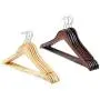 5pcs Random Color Wooden Clothes Hangers with Non-Slip Trouser Bar Suit Jeans Pants Coat Shirts Hangers Clothes Storage