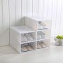 VIOLETY 3pc Storage Shoes Boxes Clear Plastic Foldable Stackable Shoe Container Closet Shelf Organizer (Large, White)