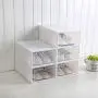 VIOLETY 3pc Storage Shoes Boxes Clear Plastic Foldable Stackable Shoe Container Closet Shelf Organizer (Large, White) VIOLETY 3pc Storage Shoes Boxes Clear Plastic Foldable Stackable Shoe Container Closet Shelf Organizer (Large, White)