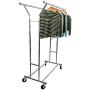 Cypressshop Commercial Double Rail Clothing Garment Rack Rolling Steel Hanging Holder Portable Adjustable Trolley Cart Garment Dryer Holder Clothes Hanger Home Furniture