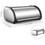 Bread Boxes for Kitchen Counter, Stainless Steel Roll Top Bread Bin, Sliver Bread Storage Holder with Lid, Large Capacity Bread Keeper, 17 x 11 x 7 Inches