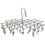Drying Racks & Nets - Windproof Laundry Socks Hanger Collapsible Stainless Steel Hanging Rack 35 Clothespins Drying Racks - Collapsable Laundry Rack S7 Cloth Hanger Dryer Dry Large Nets Laundry