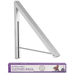 Stock Your Home Retractable Clothes Rack - Wall Mounted Folding Clothes Hanger Drying Rack for Laundry Room Closet Storage Organization, Aluminum, Easy Installation, 1 Pack (Silver)