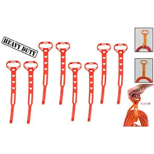 8pc ALAZCO Heavy-Duty Cord Organizer With Carry Strap Handle Hanger - Organize Extension Cords, Cables, Holiday Lights, Hoses, Ropes - ORANGE 8pc ALAZCO Heavy-Duty Cord Organizer With Carry Strap Handle Hanger - Organize Extension Cords, Cables, Holiday Lights, Hoses, Ropes - ORANGE