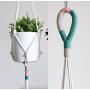 Macrame Plant Hanger, Cotton Rope Hanging Plant Holder, Color Block Hanging Planter