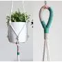Macrame Plant Hanger, Cotton Rope Hanging Plant Holder, Color Block Hanging Planter
