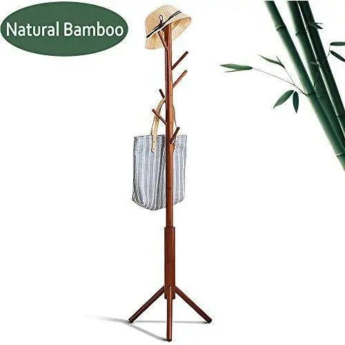 FILWH Premium Bamboo Coat Rack Tree with 8 Hooks, 3 Adjustable Sizes Free Standing Wooden Coat Rack, Super Easy Assembly Hallway, Entryway Coat Hanger Stand for Clothes, Suits FILWH Premium Bamboo Coat Rack Tree with 8 Hooks, 3 Adjustable Sizes Free Standing Wooden Coat Rack, Super Easy Assembly Hallway, Entryway Coat Hanger Stand for Clothes, Suits