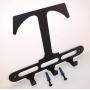 Capital Letter T Monogram Wall Hook Hanger. Satin Black. Solid Steel. Screws Included.