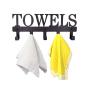 MINCORD Towel Racks Black Metal Wall Mounted Towel Holder 5 Hooks Towel Hanger Rack for Kitchen Storage Organizer Rack, Bathroom Towels