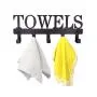 MINCORD Towel Racks Black Metal Wall Mounted Towel Holder 5 Hooks Towel Hanger Rack for Kitchen Storage Organizer Rack, Bathroom Towels