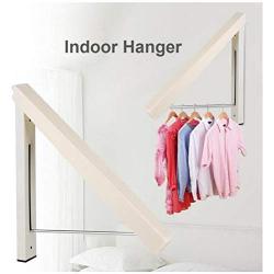 DNJKSA 2 Pcs Folding Stainless Steel Wall Hanger Mount Retractable Indoor Clothes Hanger Waterproof Clothes Towel Rack