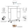 Yaheetech Commercial Grade Garment Rack Rolling Collapsible Rack Hanger Holder Heavy Duty Double Rail Clothes Rack Extendable Clothes Hanging Rack 2 Omni-Directional Casters w/Brake,250 lb Capacity