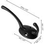 Misszone 10 PCS Dual Coat Hook Single Large Wall Mounted Robe Hat Clothes Towel Hanger for Bathroom Kitchen Bedroom (Black)