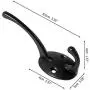 Misszone 10 PCS Dual Coat Hook Single Large Wall Mounted Robe Hat Clothes Towel Hanger for Bathroom Kitchen Bedroom (Black)