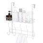 Coat Rack Over the Door Hook 5 Hooks Door Hanger with Detachable Storage Organizer and Metal Stainless Steel for Coats, Bags, Towels, Bathroom, Bedroom