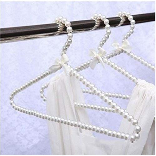 5Pcs Clothes Hanger Plastic Pearl Beaded Bow Clothes Dress Coat Hangers Closet Coat Storage Organizer Dry Rack Random Color